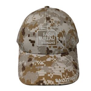 Farm Bureau Insurance Saluting Our Veterans Strapback Hat Camo OS Americap USA